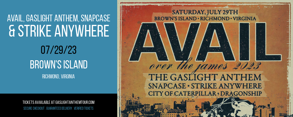 Avail, Gaslight Anthem, Snapcase & Strike Anywhere at The Gaslight Anthem Tour tickets Avail, Gaslight Anthem, Snapcase & Strike Anywhere at The Gaslight Anthem Tour